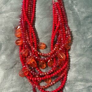 Sassy Jones Multi-Strand Red Beaded Necklace